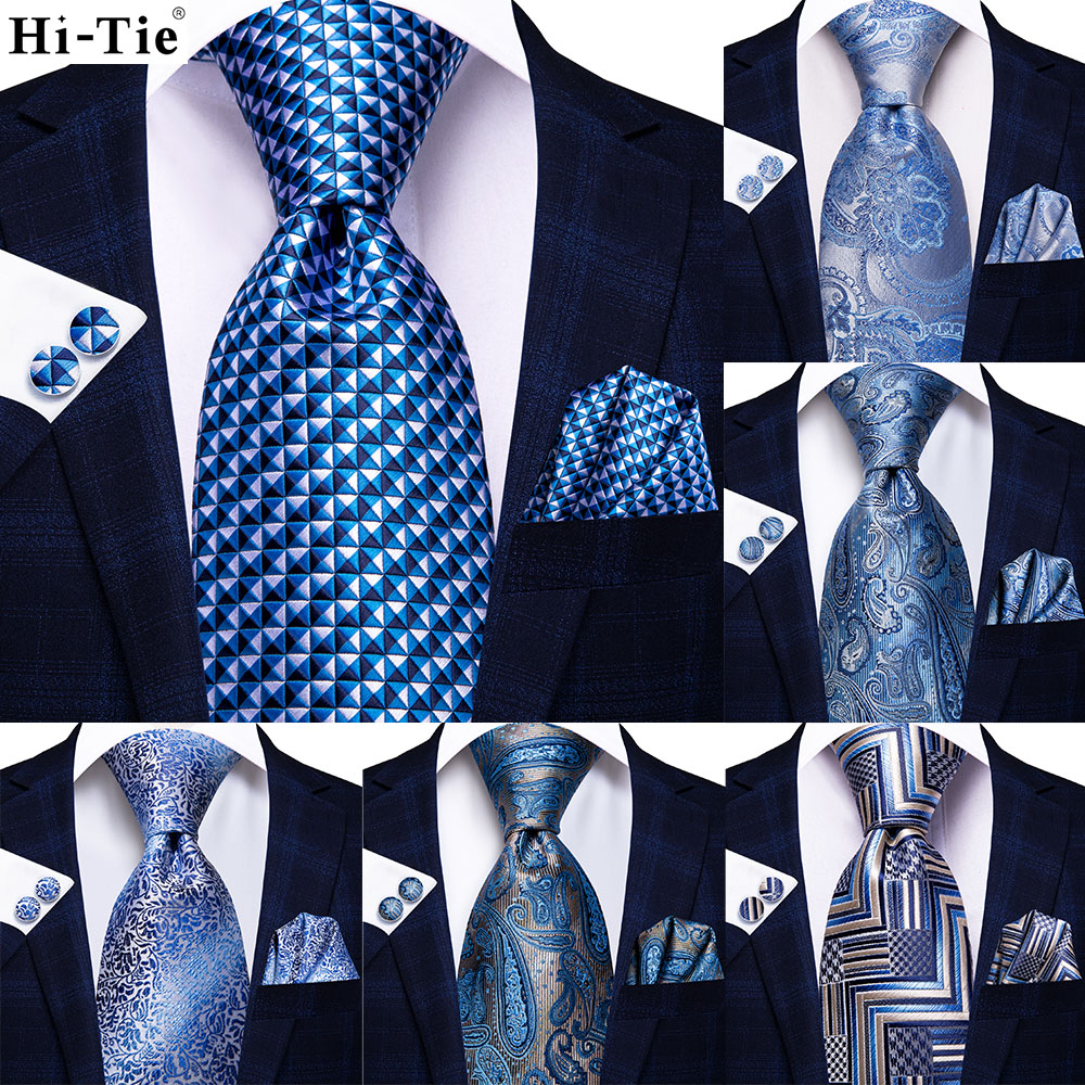 Silk Tie Striped - Hi-aught-lèvent de manchette à carreaux bleu